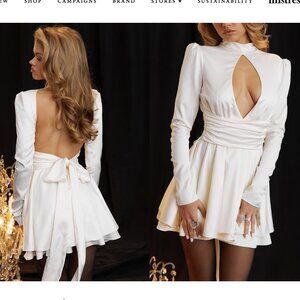 HOUSE OF CB Aryana Ivory Bow Mini‎ Dress NWOT size S Tall